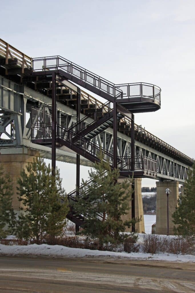 Image showcasing the work completed for the CPR Bridge Stairs & Light Stands project